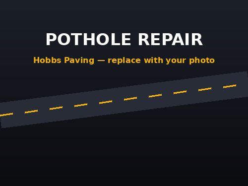 Asphalt pothole repair on a Hobbs parking lot
